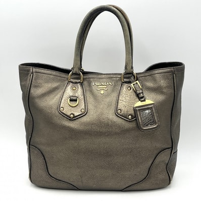 PRADA(プラダ)ハンドバッグ トートバッグ ブロンズ レザー ゴールド金具 レディース イタリア製【中古】