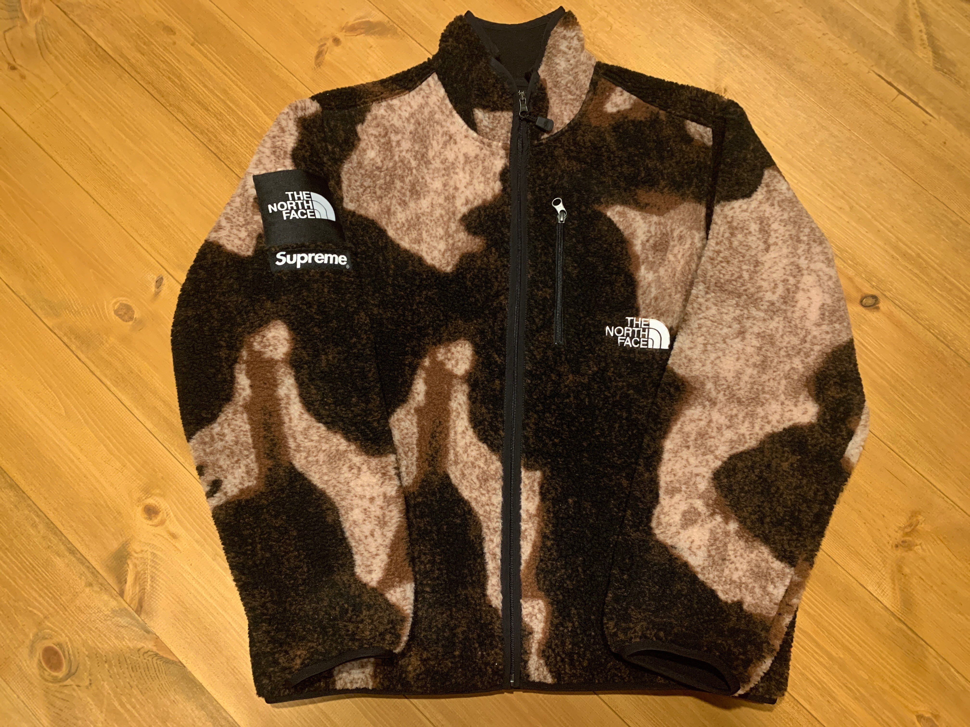 Supreme x The North Face Bleached Denim Print Fleece Jacket "Black"