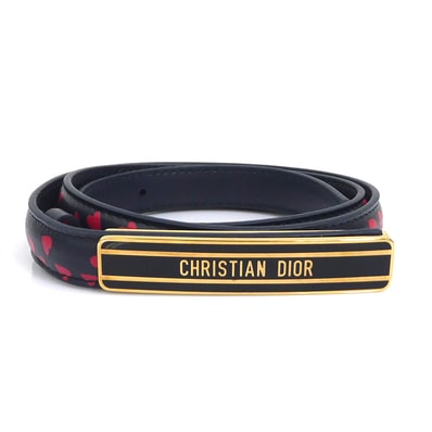 クリスチャンディオール Christian Dior ベルト レザー ネイビー/レッド レディース【中古】 h32665d