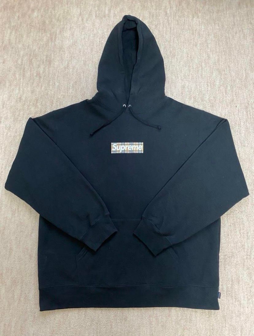 Supreme / Burberry Box Logo Hooded Sweatshirt "Black"