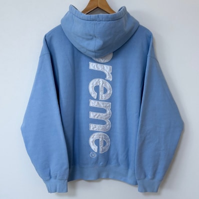 Supreme Satin Applique Hooded Sweatshirt "Light Blue" (24FW)