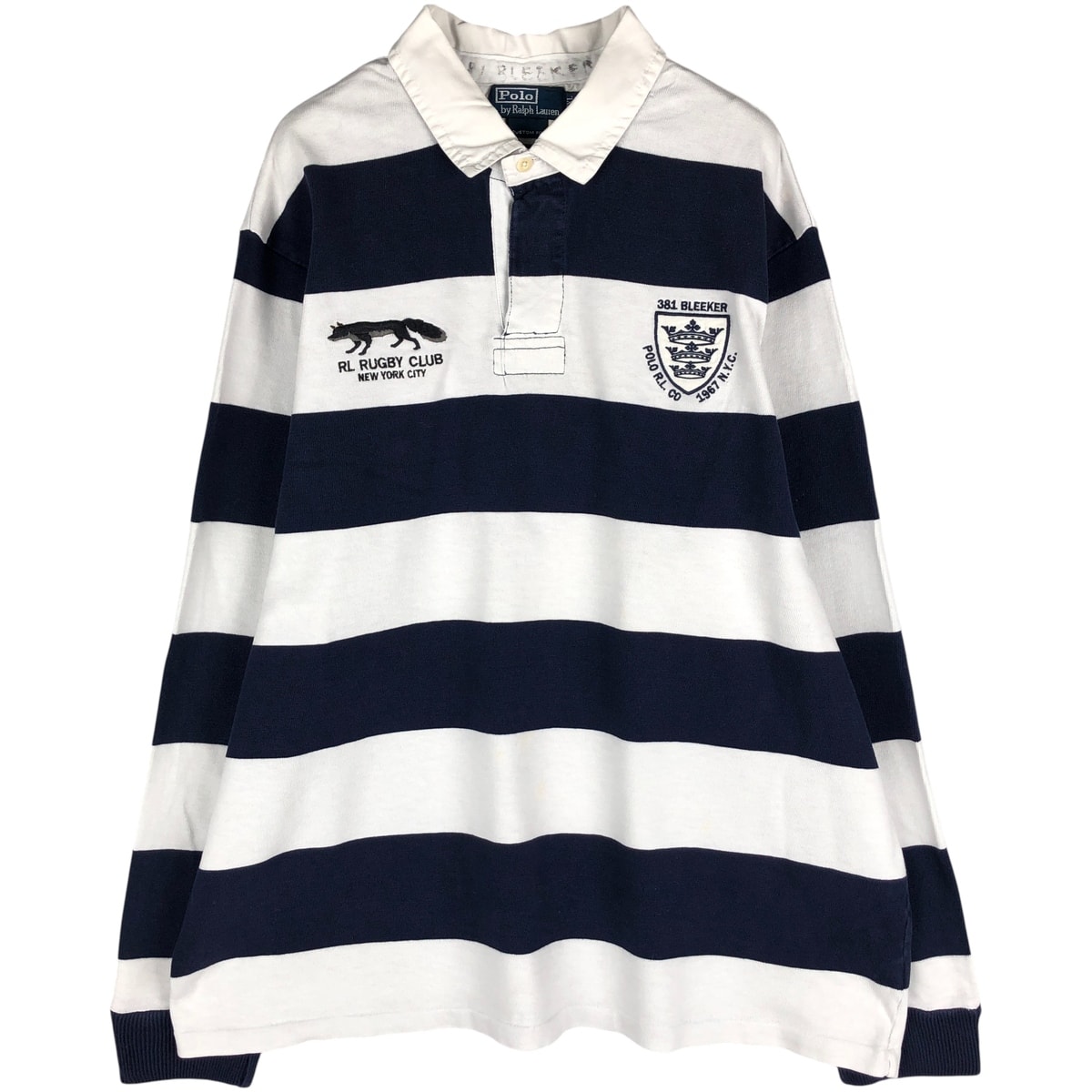 古着 ラルフローレン Ralph Lauren POLO by Ralph Lauren CUSTOM FIT ボーダー柄 長袖 ラガーシャツ 中国製 メンズXXL相当/eaa601149