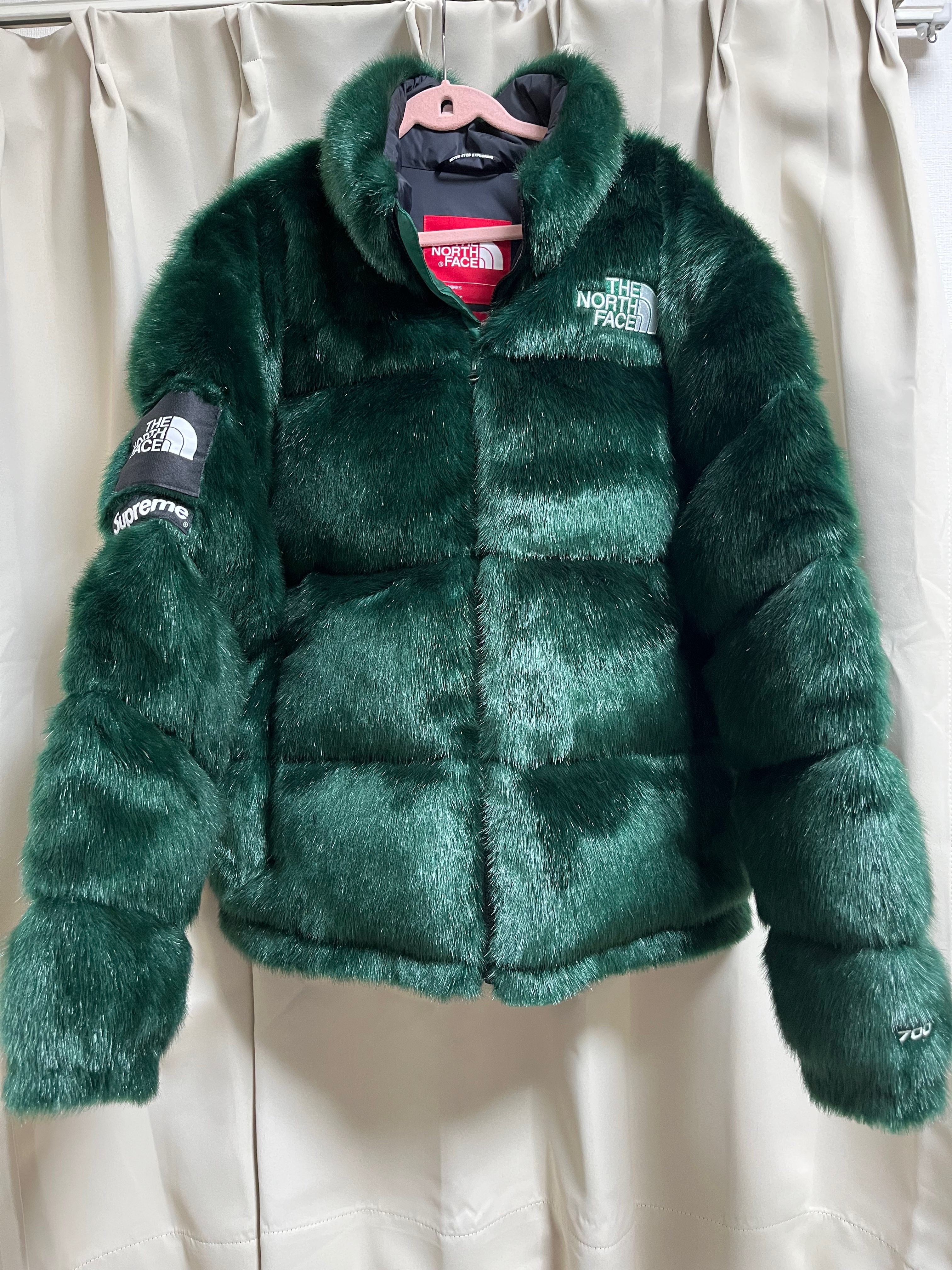 Supreme x The North Face Faux Fur Nuptse Jacket "Green"