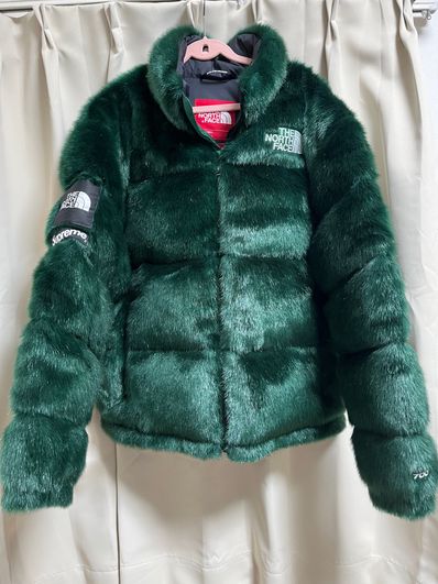 Supreme x The North Face Faux Fur Nuptse Jacket "Green"