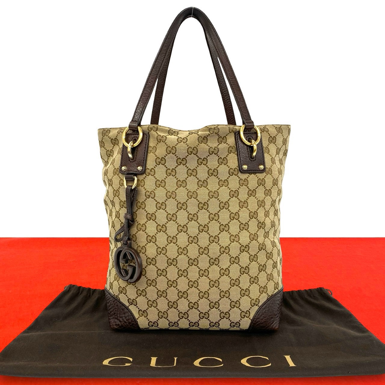 GUCCI グッチ GG 柄 キャンバス レザー トートバッグ ベージュ
19346