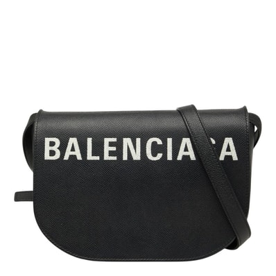 バレンシアガ ヴィル デイバッグ 斜め掛け ショルダーバッグ 542207 ネイビー ホワイト レザー レディース BALENCIAGA 【中古】