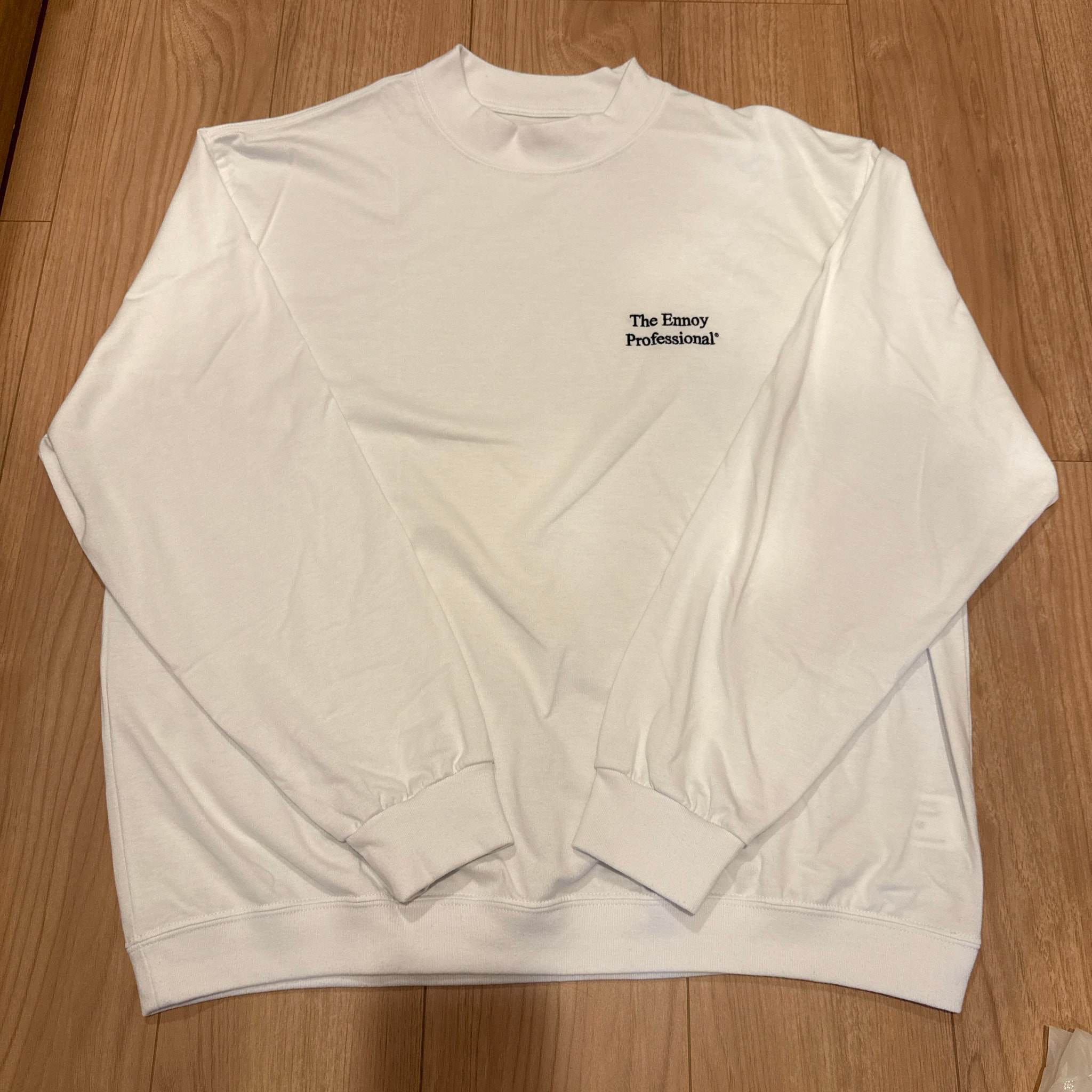 ENNOY Mock Neck Rib Hem L/S T-Shirt "White"