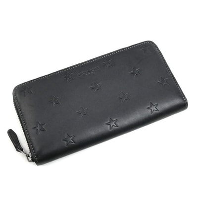 COACH コーチ アコーディオン ウォレット スタープリント 長財布 ラウンドファスナー ブラック CW296 QBLWO アウトレット メンズ【中古】【美品】