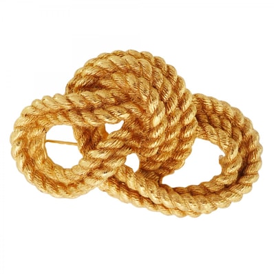 【6jdb0443-k】クリスチャンディオール ブローチ 縄モチーフ GPメッキ ゴールド【中古】レディース