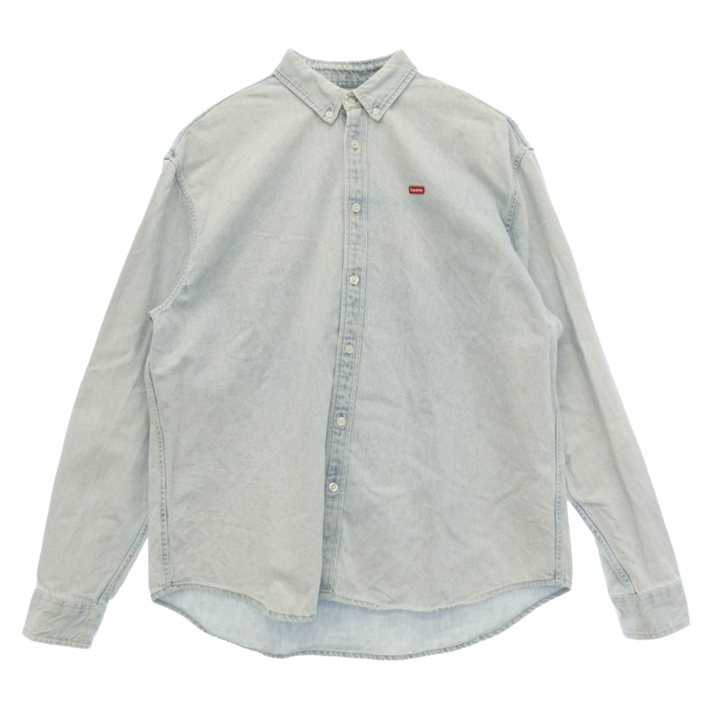 Supreme シュプリーム 24SS SUP-SS24-017 Small Box Shirt Washed Blue スモール ボックス シャツ ウォッシュド ブルー ロゴ ワンポイント ボタンダウン デニム 長袖 シャツ ライトブルー系 3【中古】