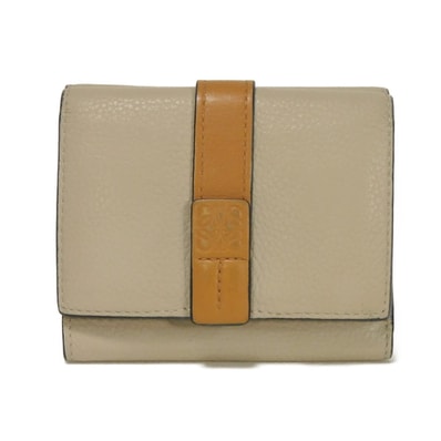 LOEWE ロエベ トライフォールド ウォレット ハニー トリオカラー グレージュ ブラウン ベージュ ピンク 札入れ カードケース コインケース アナグラム エンボス ライトオーツ 三つ折り財布 C660S26X03