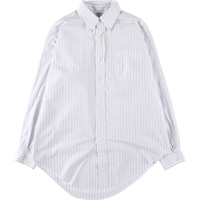 古着 ブルックスブラザーズ MAKERS コットン×ポリエステル長袖 ボタンダウンストライプシャツ USA製 メンズXL相当/eaa527813