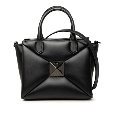 ヴァレンティノ ワンスタッズ ハンドバッグ 2WAY ショルダーバッグ ブラック レザー レディース VALENTINO 中古
