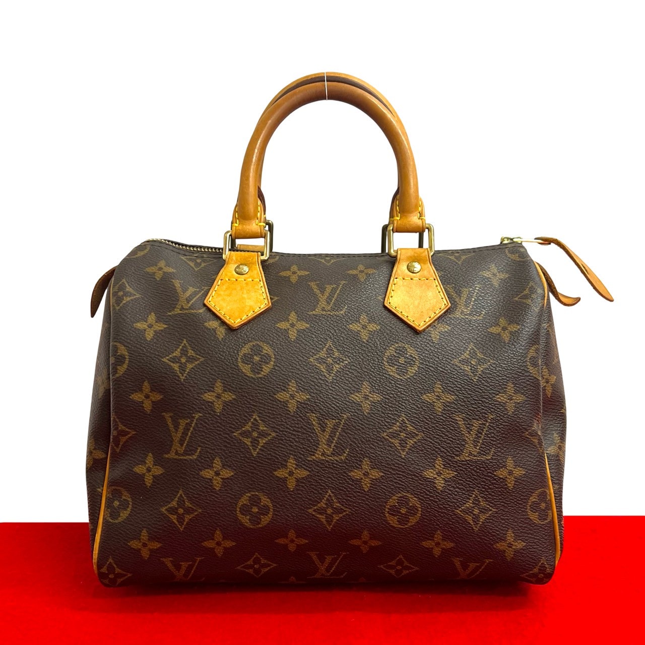 LOUIS VUITTON ルイヴィトン スピーディ 25 モノグラム レザー PVC ハンドバッグ ブラウン
238-3