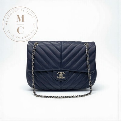 シャネル CHANEL バッグ ショルダーバッグ キャビアスキン ネイビー ターンロック ココマーク シングルフラップ チェーン