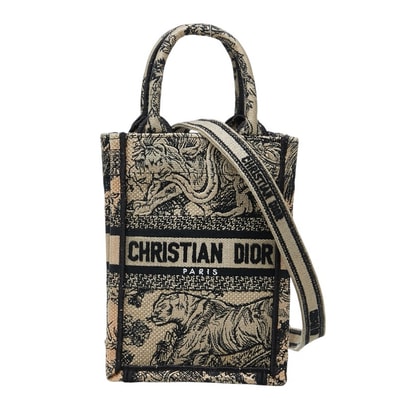 ディオール ブックトート ミニ ハンドバッグ ショルダーバッグ フォンバッグ 2WAY ベージュ キャンバス レディース Dior 【中古】
