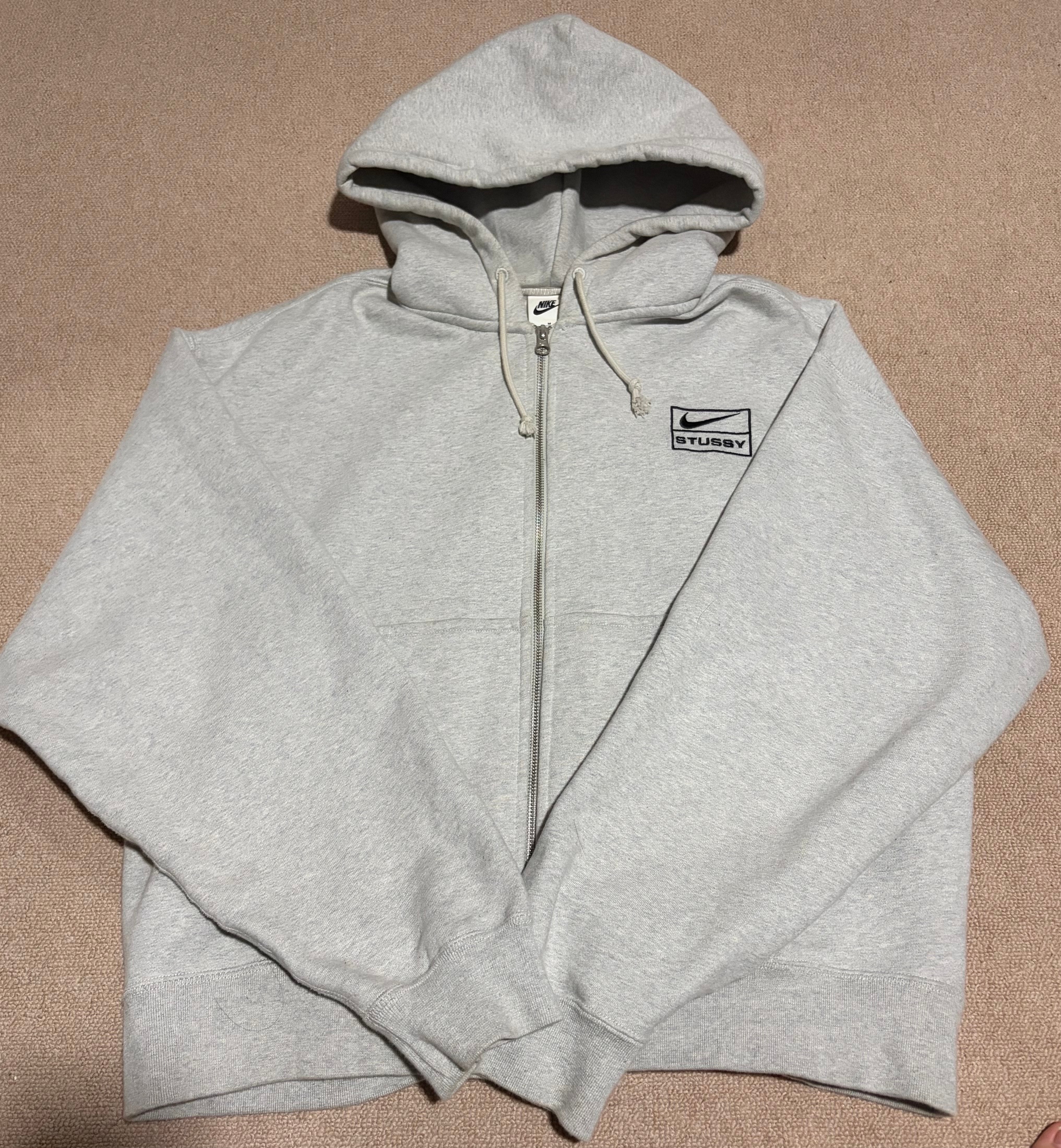 Stussy x Nike Fleece Zip Hoodie "Grey Heather" (US Size) FJ9181-050