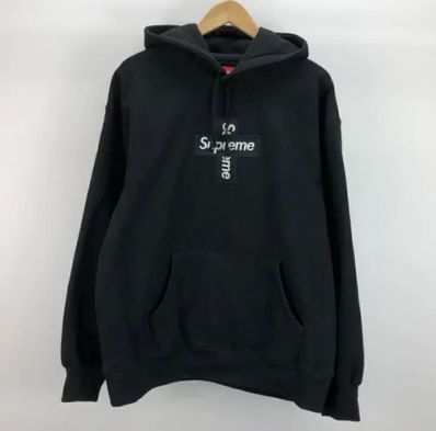 Supreme Cross Box Logo Hooded Sweatshirt "Black"