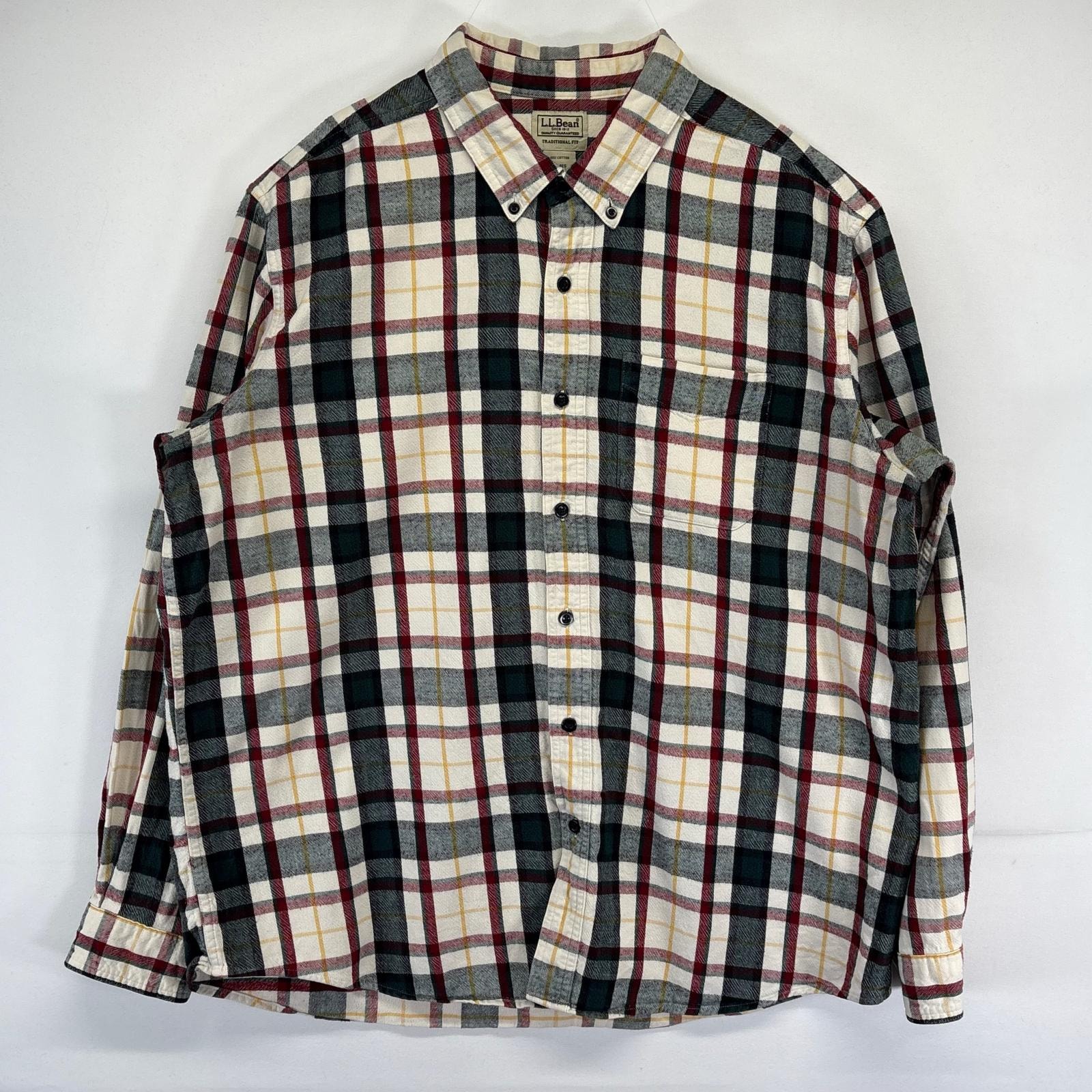 古着 エルエルビーン L.L.Bean 長袖シャツ 大きいサイズ ボタンダウンシャツ チェック柄 胸ポケット XL マルチカラー メンズ