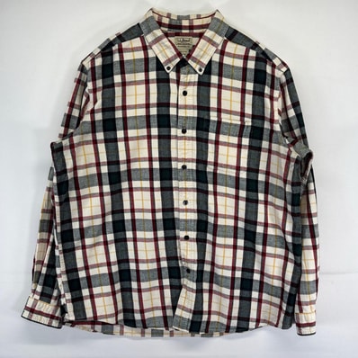 古着 エルエルビーン L.L.Bean 長袖シャツ 大きいサイズ ボタンダウンシャツ チェック柄 胸ポケット XL マルチカラー メンズ