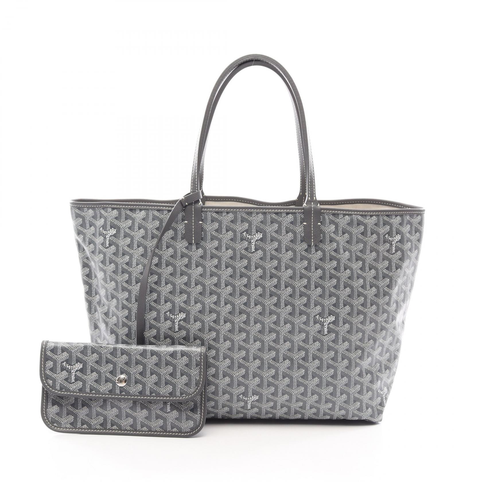 ゴヤール GOYARD サンルイPM トートバッグ バッグ PVCコーティングキャンバス レザー レディース グレー系 / ホワイト系 【中古】