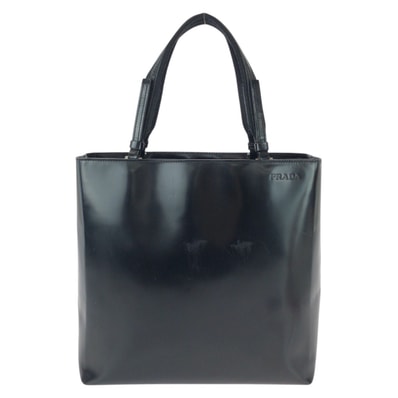 美品 PRADA プラダ ブラック 黒 シルバー金具 パテントレザー トートバッグ ハンドバッグ 603686 【中古】