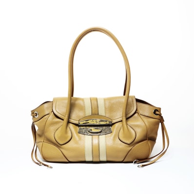 プラダ PRADA パイソンバックルトート レザー LN09611 ショルダーバッグ【中古】