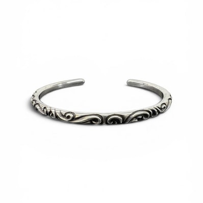 CHROME HEARTS 美品 クロムハーツ BANGLE SCROLL スクロール バングル シルバー インボイス・袋付属 ブレスレット アクセサリー ジュエリー クロム ABランク 中古 鑑定済 クロムバングル