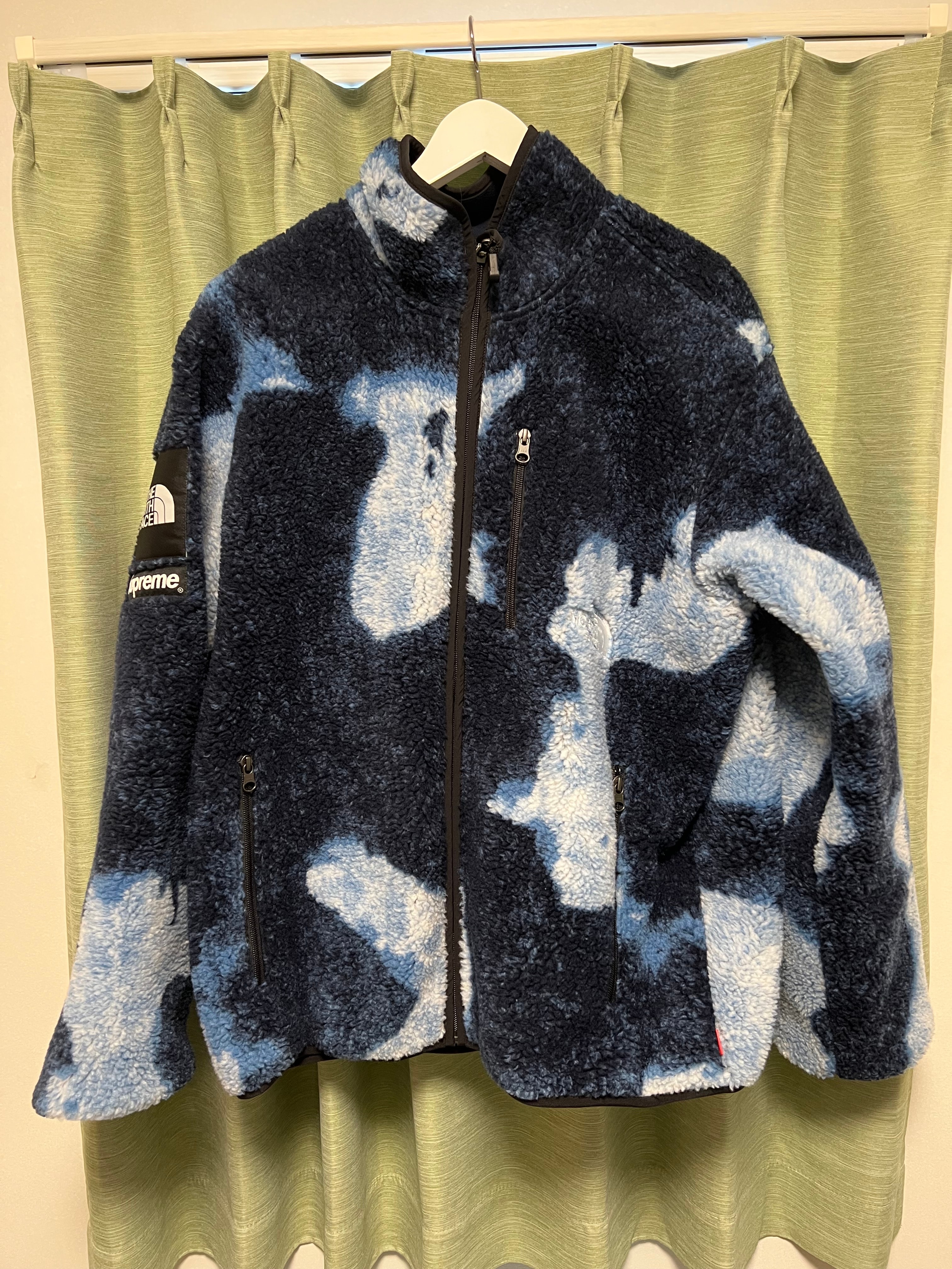 Supreme x The North Face Bleached Denim Print Fleece Jacket "Indigo"