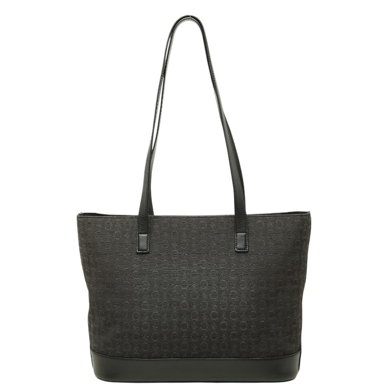 セリーヌ Cマカダム トートバッグ 肩掛け ショルダーバッグ ブラック キャンバス レザー レディース CELINE 【中古】