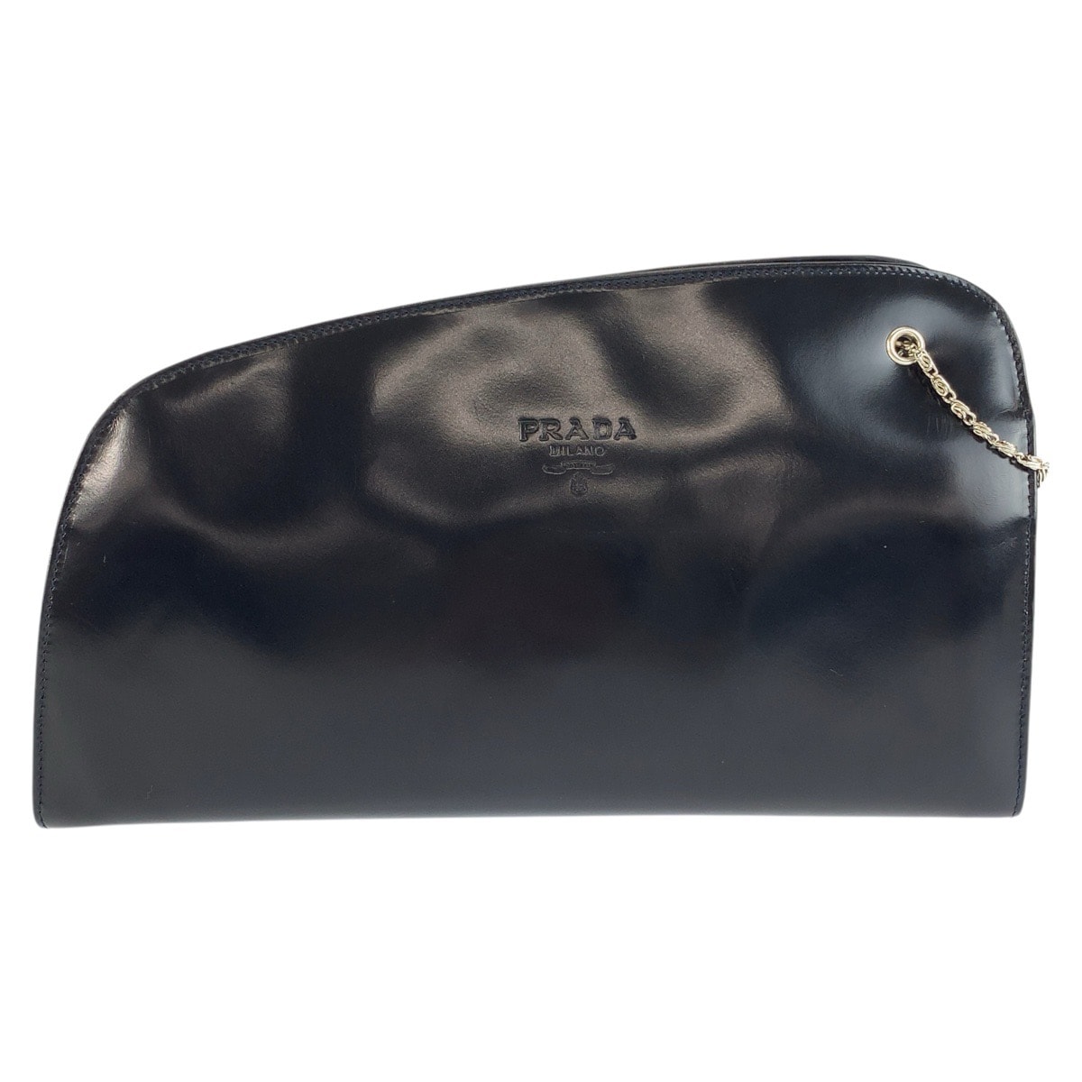 PRADA プラダ ネイビー シルバー金具 パテントレザー チェーンショルダーバッグ 604554 【中古】