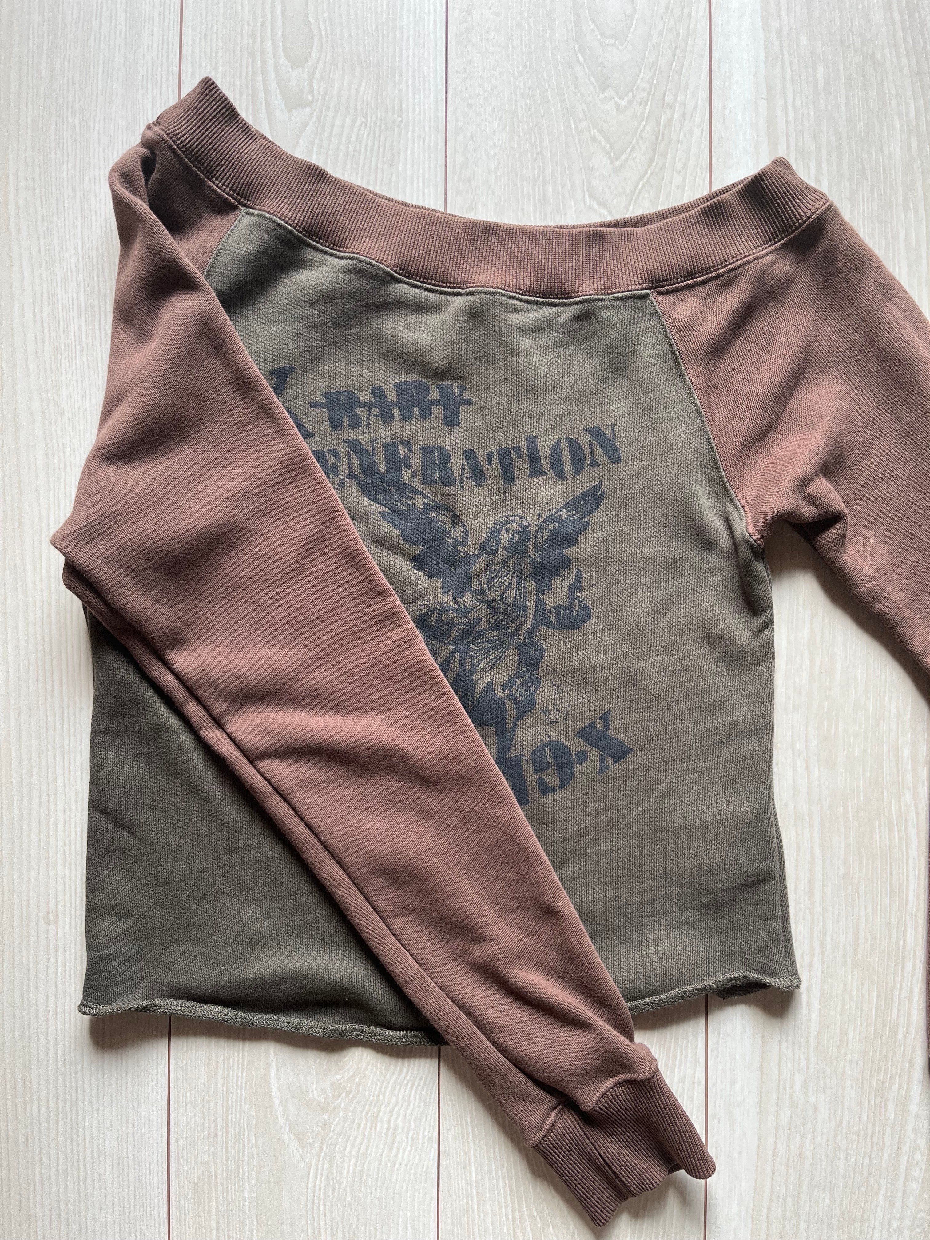 X-Girl Off The Shoulder Sweat Top "Olive"