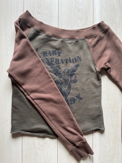 X-Girl Off The Shoulder Sweat Top "Olive"