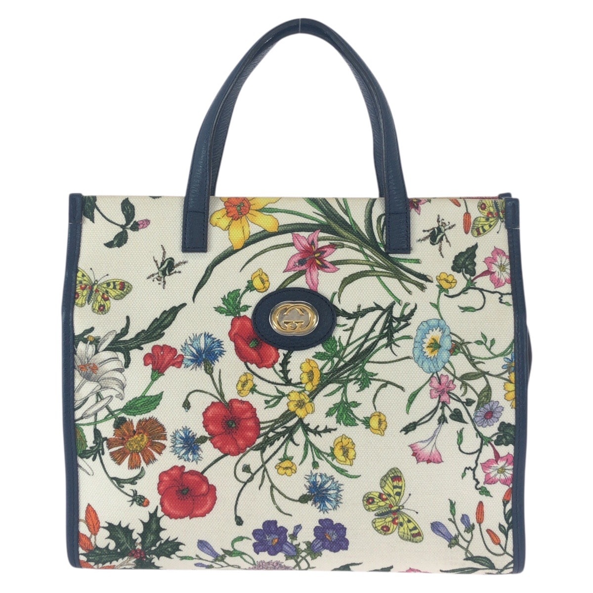 美品 GUCCI グッチ フローラ 花柄 マルチカラー キャンバス レザー/ トートバッグ ハンドバッグ 601246 【中古】