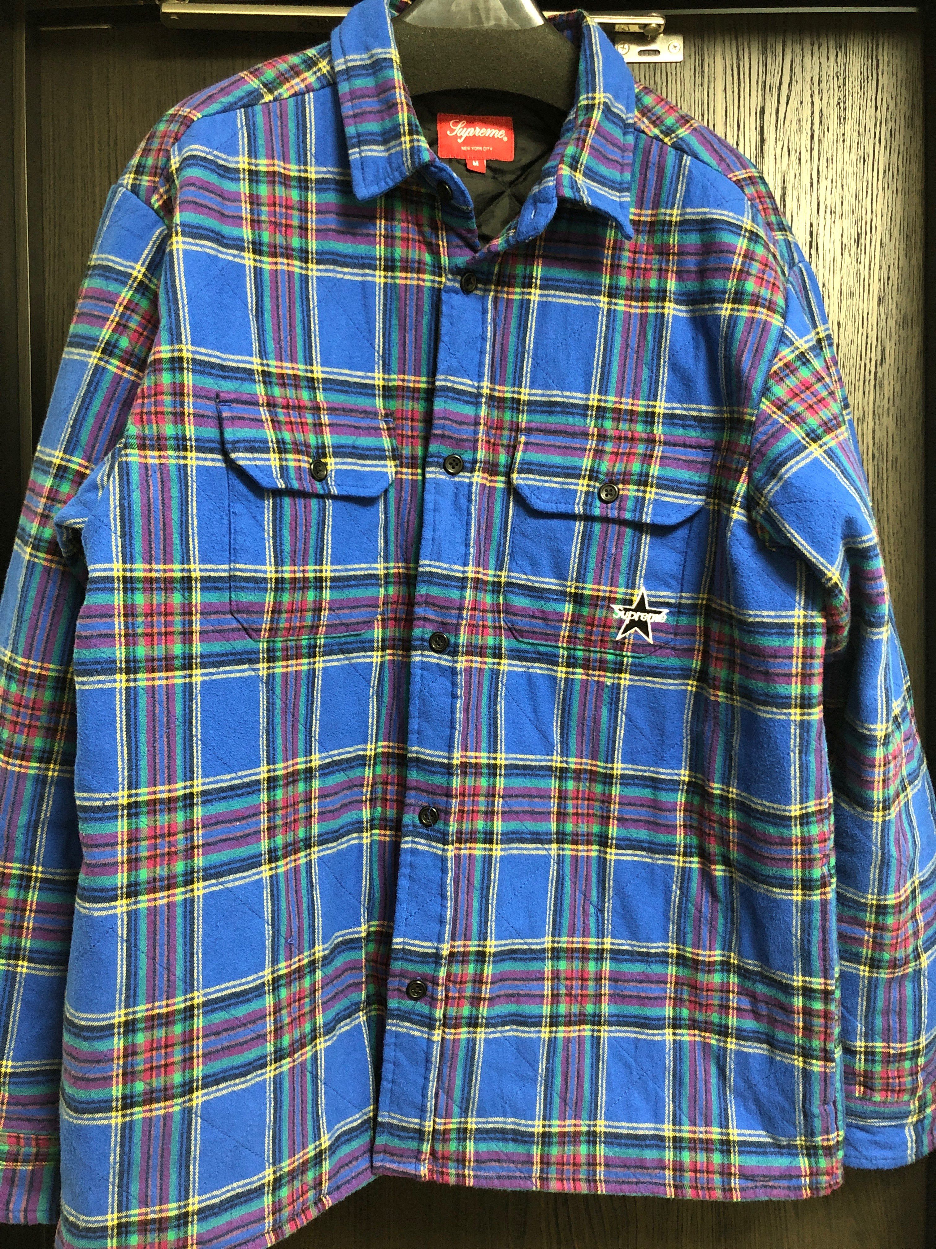 Supreme Quilted Plaid Flannel Shirt "Dusty Royal"