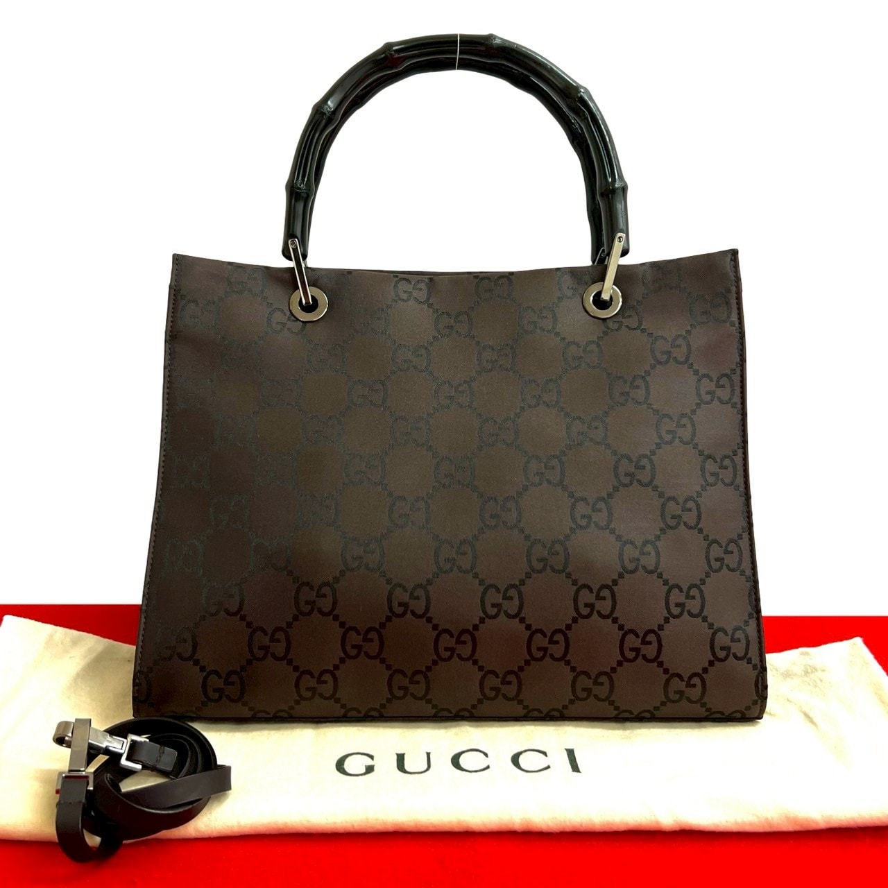GUCCI グッチ バンブー GG 柄 キャンバス ハンドバッグ ブラウン
93759
