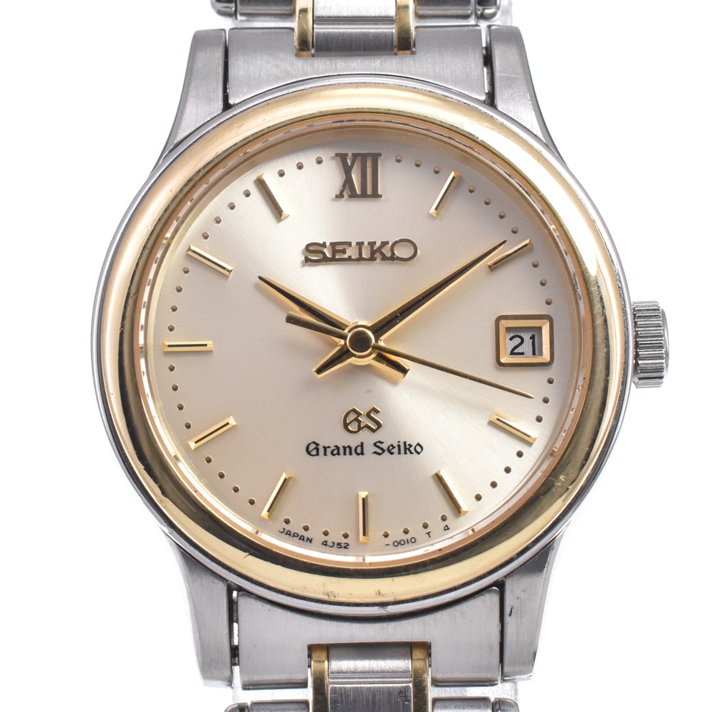 セイコー SEIKO 4J52-0010 グランドセイコー デイト シルバー SS/K18YG クォーツ レディース 良品 箱・保証書付き 腕時計 D#149595