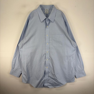 古着 ブルックスブラザーズ Brooks Brothers 長袖シャツ カラーステイ 胸ポケ XL ブルー系 無地 メンズ