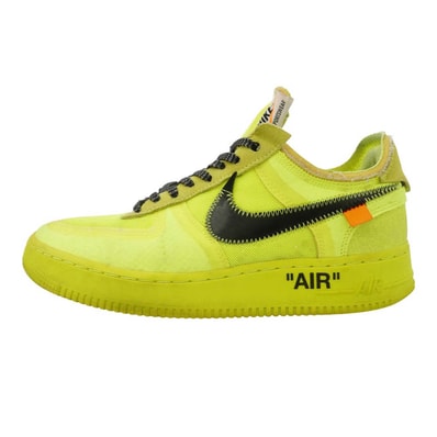NIKE OFF-WHITE 18AW AO4606-700 × Off-White Air Force 1 Low Volt AF1 【フェイクバスターズ鑑定済】オフホワイト エアフォース ロー ボルト スニーカー ライトグリーン系 25.5cm【中古】