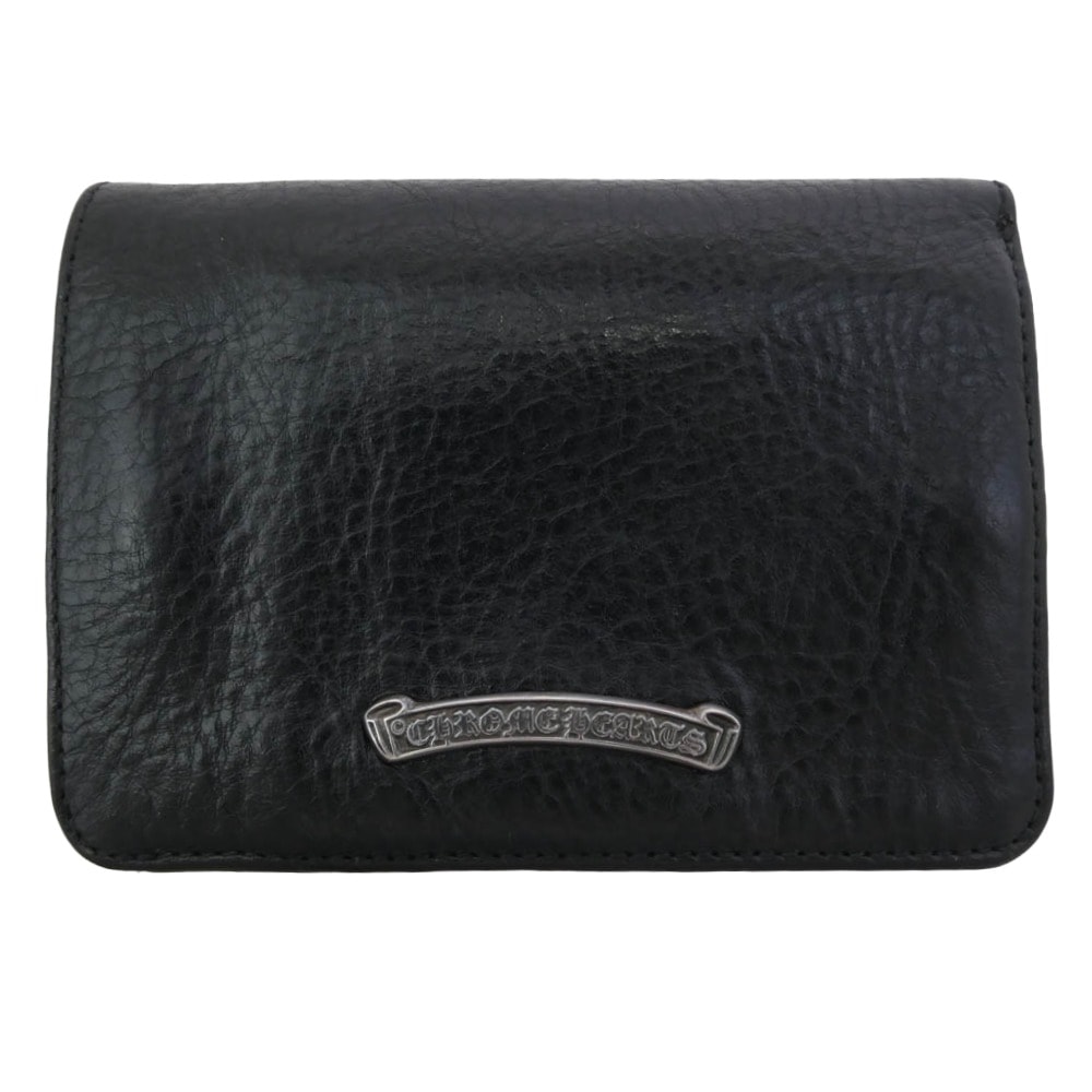 CHROME HEARTS クロムハーツ(原本有) 財布 JOEY ジョーイ スクロールラベル レザー ウォレット 財布 ブラック系【中古】