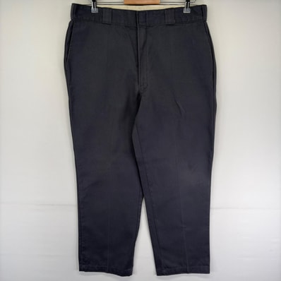 古着 ディッキーズ Dickies パンツ チノパン ワンポイント ワークパンツ テーパード ジッパーフライ w38 L30 グレー系 メンズ