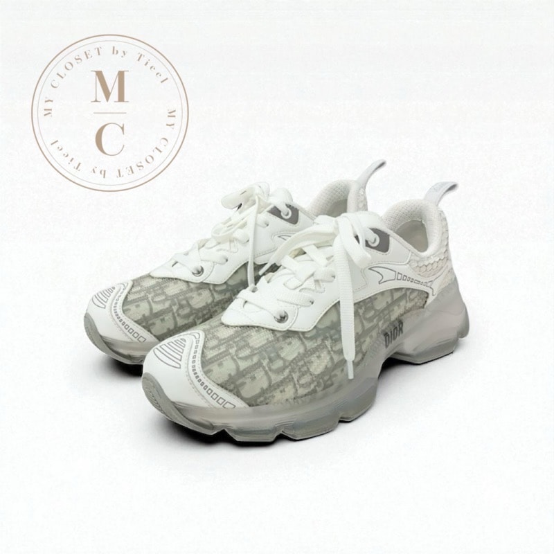 クリスチャンディオール CHRISTIAN DIOR Dior Vibe スニーカー 靴 シューズ レザー ラバー ファブリック ホワイト グレー ロゴ