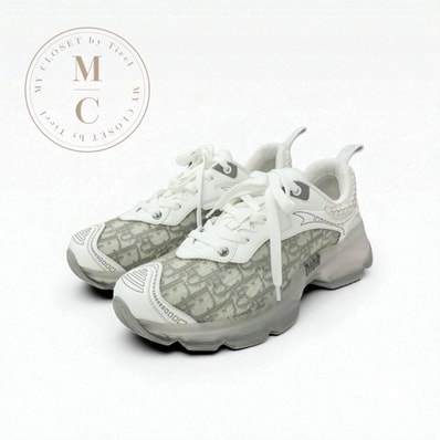 クリスチャンディオール CHRISTIAN DIOR Dior Vibe スニーカー 靴 シューズ レザー ラバー ファブリック ホワイト グレー ロゴ