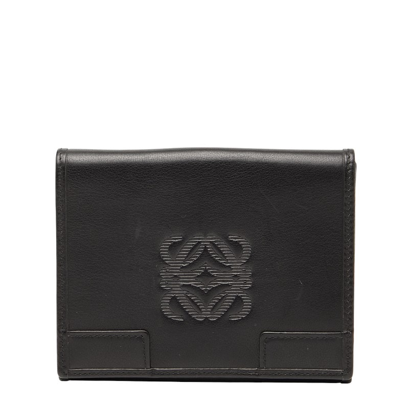 ロエベ アナグラム 二つ折り財布 ブラック レザー レディース LOEWE 【中古】