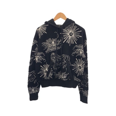 超美品 CHANEL シャネル ライオン ココマーク サイズ34 ブラック 黒 ホワイト コットン パーカー フーディ 600914 【中古】