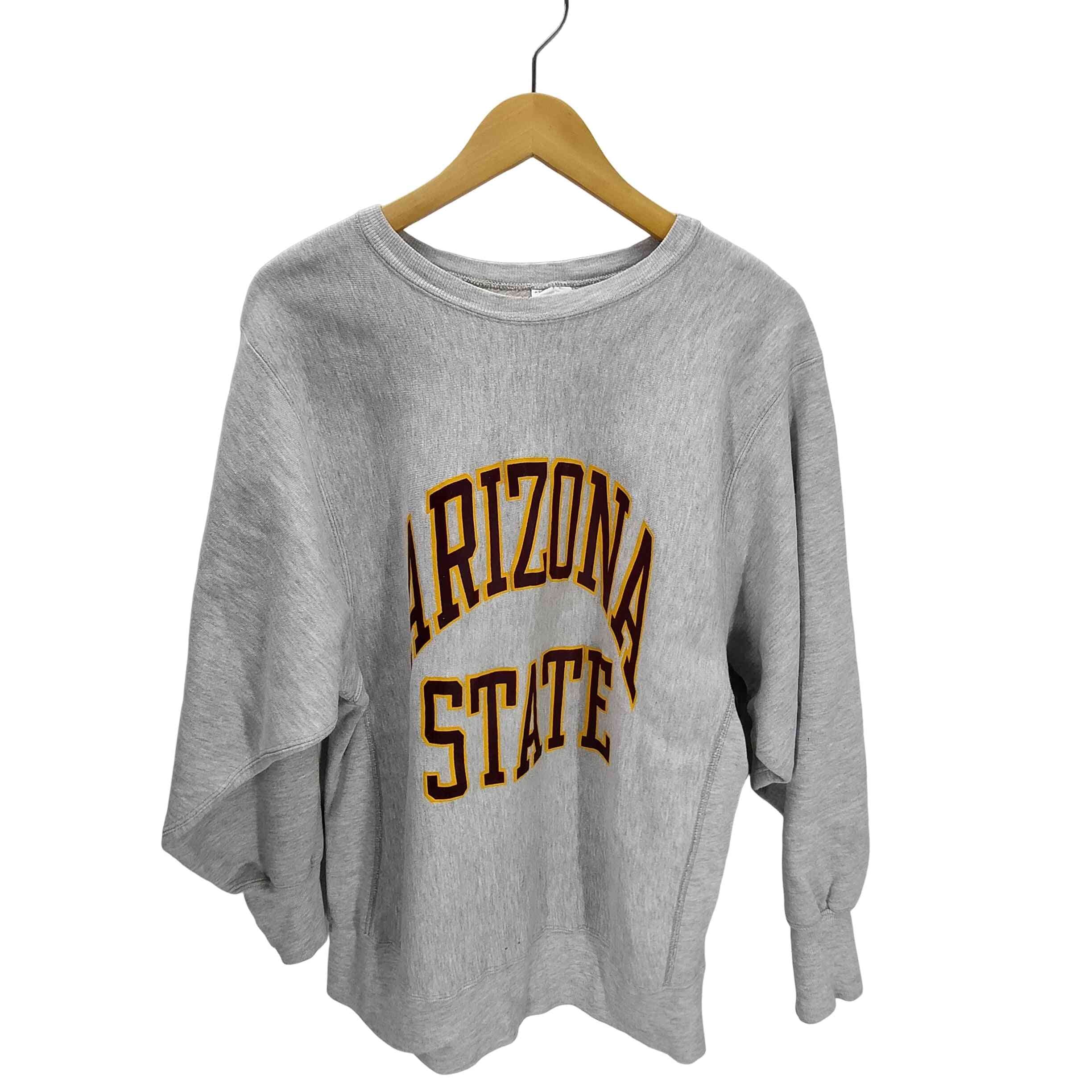 90S REVERSE WEAVE リバースウィーブ 刺繍タグ 前期 アクリル8% レーヨン3% 混紡 ARIZONA STATE 2段 プリント アーチカレッジ スウェット【1142096586019】