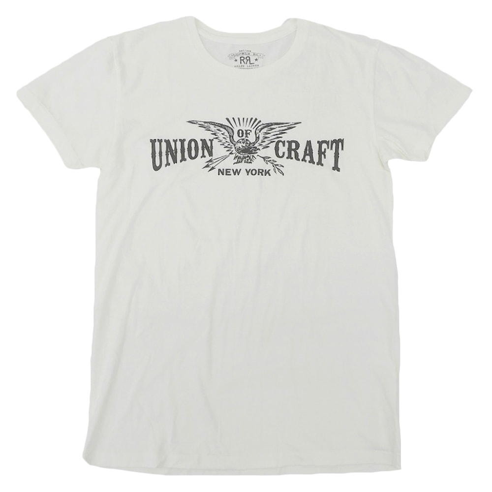 ダブルアールエル 新品同様 イーグルプリント 半袖 Tシャツ トップス メンズ ホワイト S S