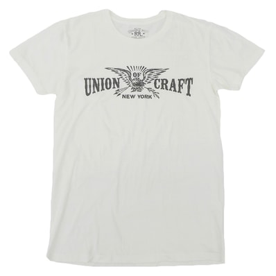 ダブルアールエル 新品同様 イーグルプリント 半袖 Tシャツ トップス メンズ ホワイト S S