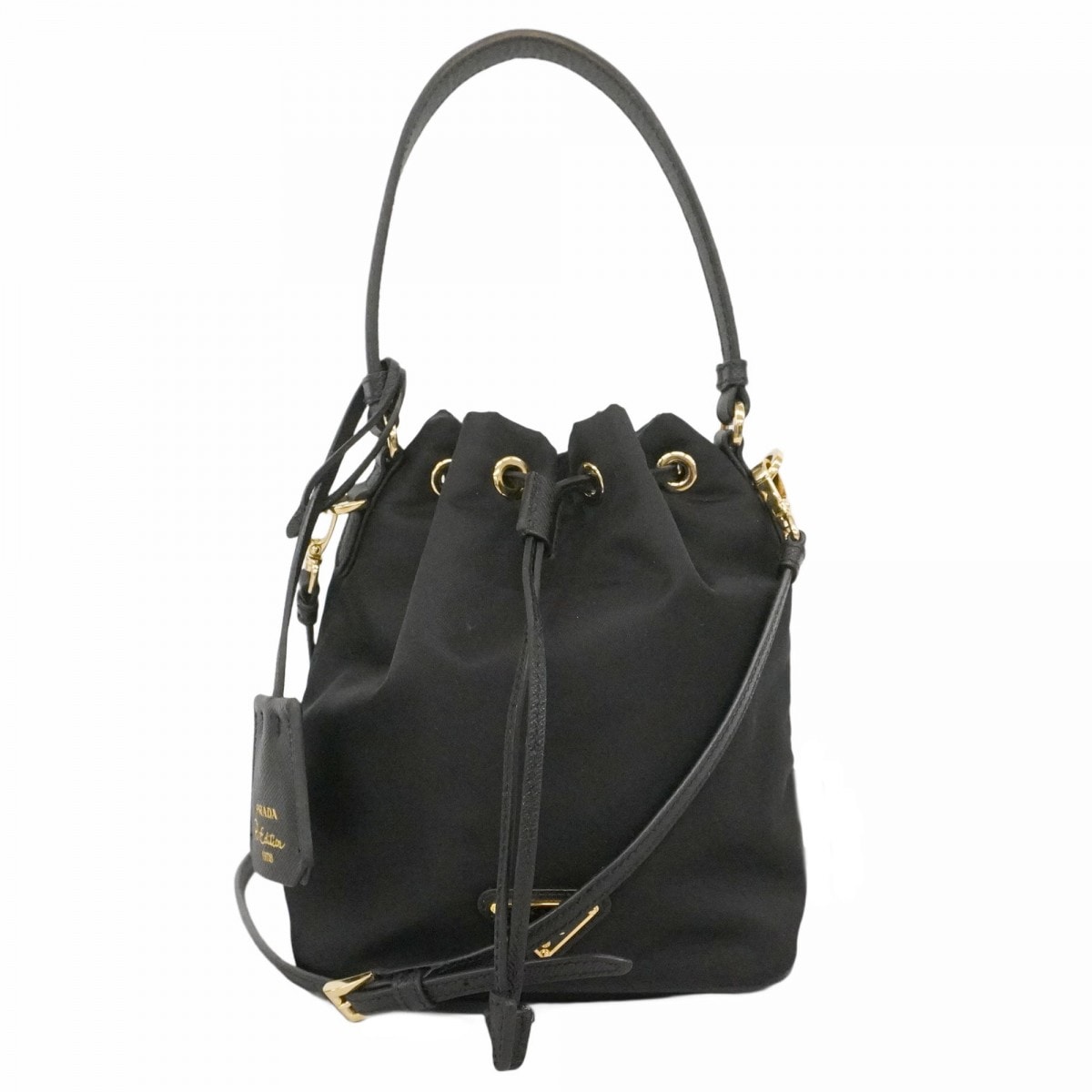 【6dd5201-k】プラダ ハンドバッグ ナイロン ブラック シャンパンゴールド金具 2wayバッグ【中古】レディース