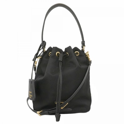 【6dd5201-k】プラダ ハンドバッグ ナイロン ブラック シャンパンゴールド金具 2wayバッグ【中古】レディース